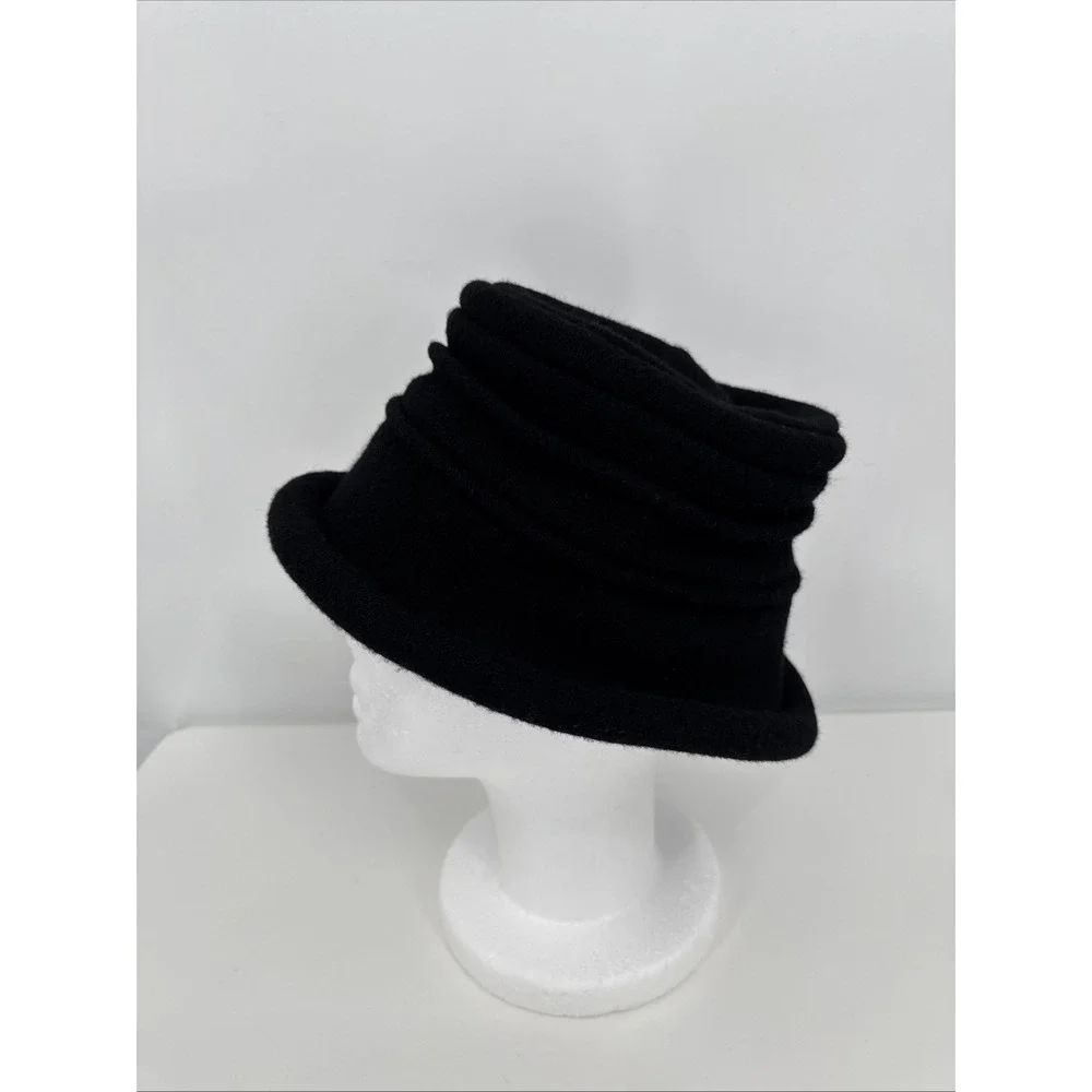 Scala Collezione 100% Wool Packable Hat Black Cloche Rolled Brim One Size - Picture 2 of 7